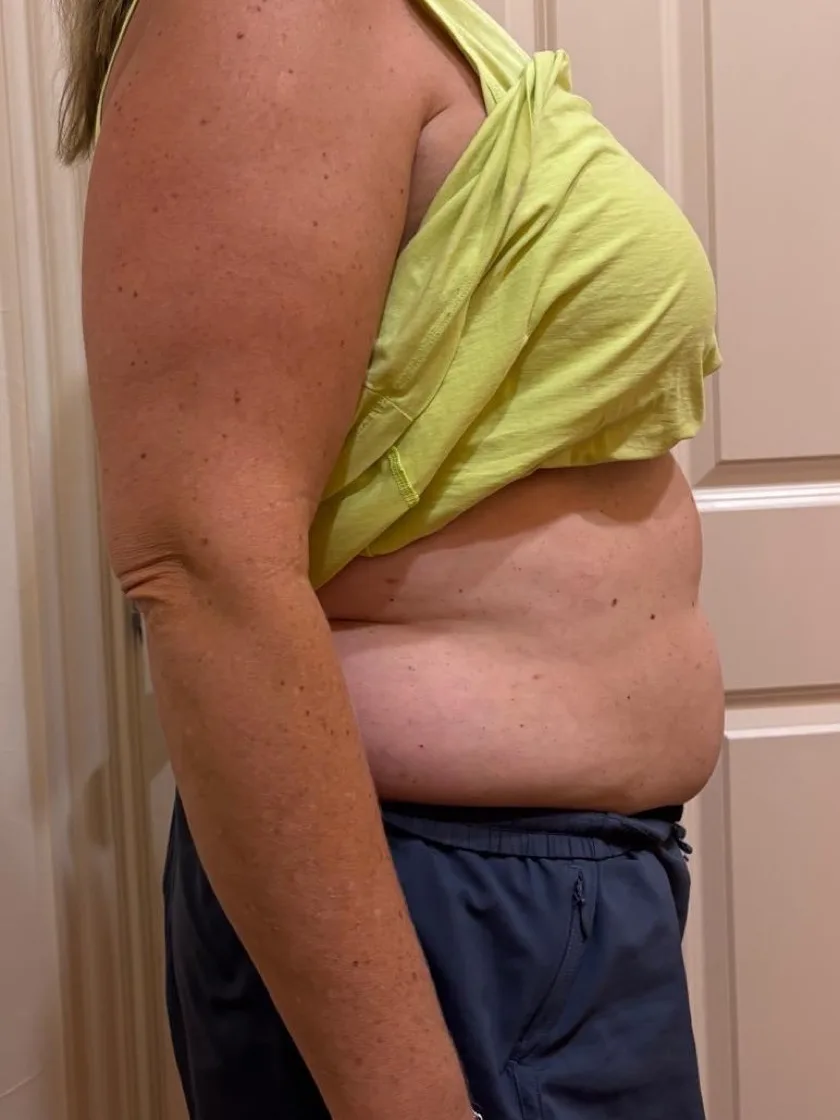 A guest's midsection, side view — after
