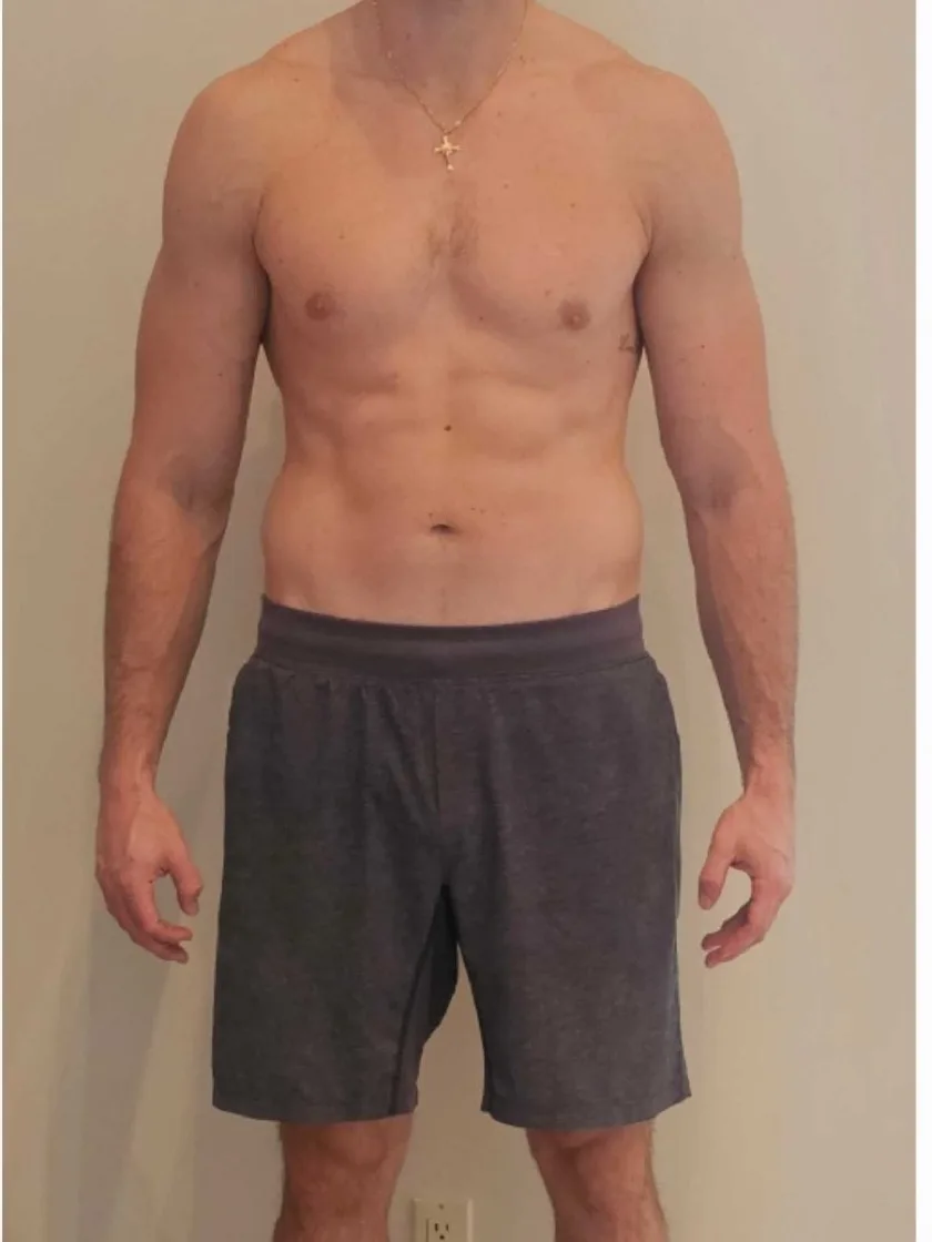 A guest's midsection, front view — after